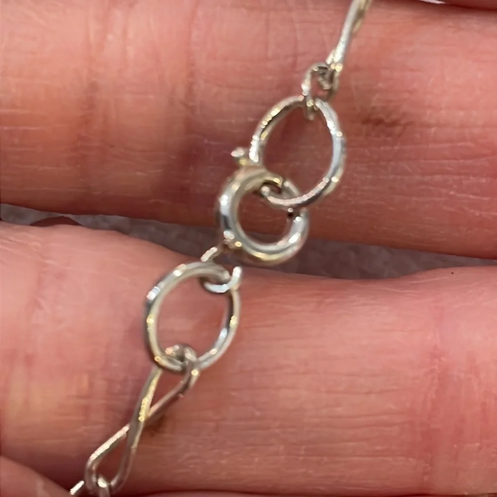 Sterling silver real pearls natural stone Large pendant unique link chain